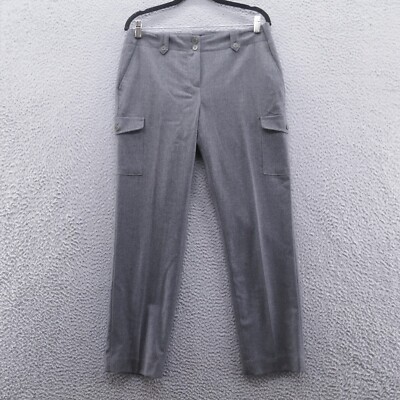 Talbots Womens Wool Cargo Pants 10 Petite Gray Flannel Mid Rise