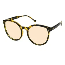 Round Horn Rim Butterfly Sunglasses Womens Oversized Mirror Lens UV 400