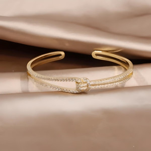 Authentic Lab Created 18K Yellow Gold Plated Sailor's Knot Cuff Bangle Bracelet