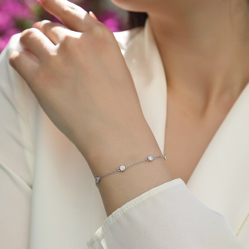 0.7cttw 3MM Moissanite Bubble Bracelet for Women 925 Sterling Silver Pass Tester - Picture 9 of 13