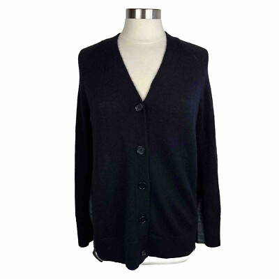 wool cos cardigan blue COS Cardigan XS Womens Blue Button Front Plaid Back Mohair Wool V Neck  Oversized