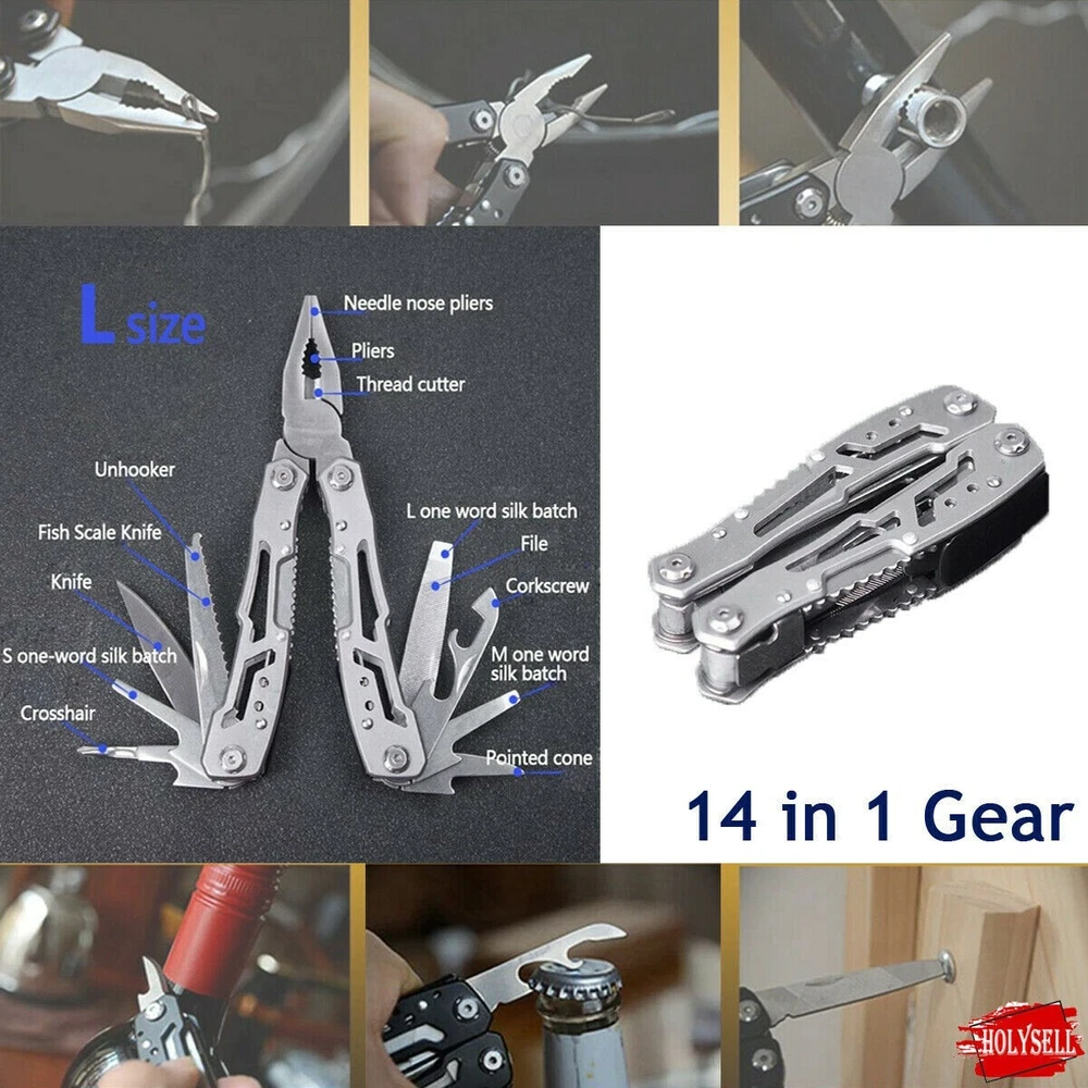 Multi Tool Knife EDC Gear Kit Multipurpose Camping Outdoor Folding Pocket Pliers