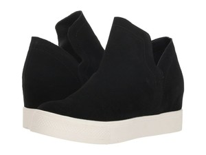 black platform wedge sneakers