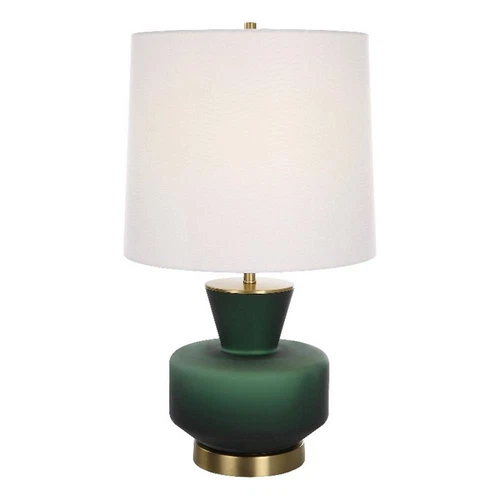 Uttermost Trentino 1-Light Glass & Fabric Table Lamp in White/Emerald Green - Picture 1 of 6