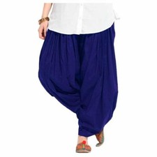 Women Cotton Patiala Semi Trinational Salwar Pants Regular Royal Blue