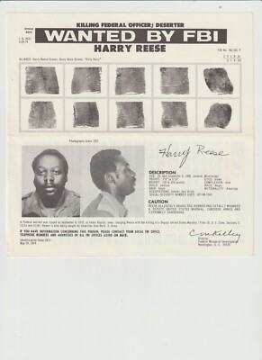 FBI WANTED POSTER HARRY REESE-KILLING A FEDERAL OFFICER-DESERTER