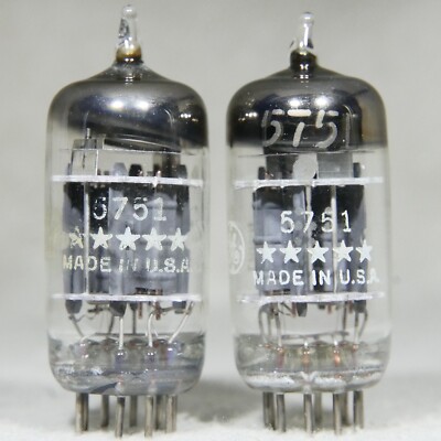 Matched Pair GE 5751/12AX7/ECC83 Five Star Triple Mica O-Getter Very Strong USA