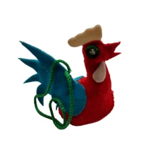 Vintage Felt Miniature Christmas Chicken Rooster Holiday Ornament Country 1 3/4"