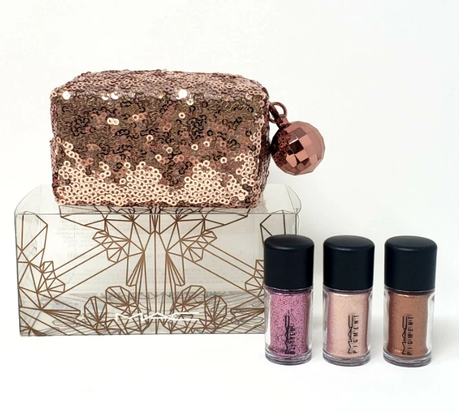 New MAC Snow Ball Pigment and Glitter Kit Pink Whisper Pink Copper Sparkle. NEW