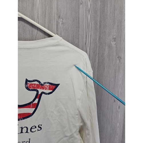 Vineyard Vines Long Sleeve T Shirt Mens Size S White USA Whale Front Pocket - Picture 5 of 9
