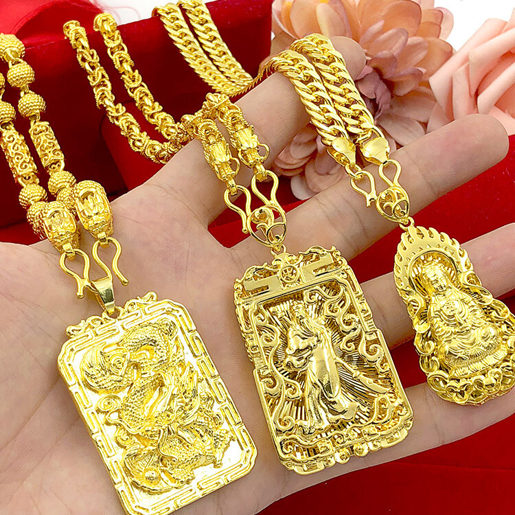 24k Gold Mens Gold Plated Necklace Solid Gold Chain Necklace Men's