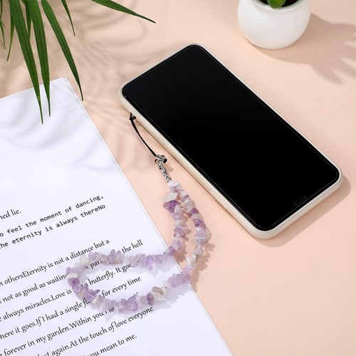 Łańcuszek Ametyst Pasek na telefon Smycz Koralik Charm Wieszak Paski - Zdjęcie 9 z 12