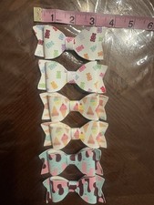 Handmade Faux Leather Hair Bows - Set of 3 Pairs For Little Girls