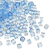 200Pcs Crystal Cube Beads 7mm Faceted Square Spacer Beads Blue
