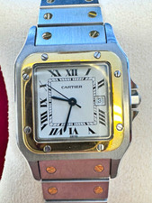 Cartier Santos Two-Tone Quartz Date White Roman Dial Square 32mm Watch