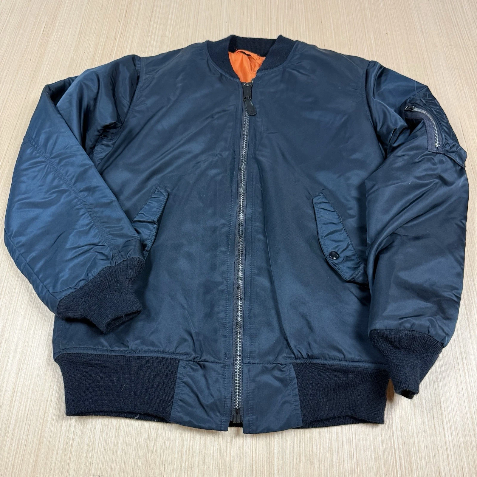 vtg Spiewak & Sons Jacket Mens 38 Tall Black MA-1 Flight Bomber Reversible USA