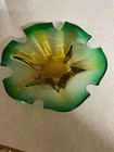 Vintage Italian Murano Glass Bowl Green and Gold — photo 1