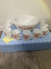 Tom & Jerry Eggnog/Punch  Bowl Set With 9 Mugs Vintage