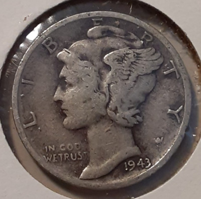 1943-D Mercury Dime 10c Denver Mint 90% Silver (#184-12920/RBJ)
