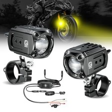 Motorcycle Auxiliary LED Light Kit Driving Spotlights White/Amber Fog Black