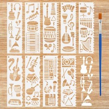 FINGERINSPIRE 9 PCS Musical Instruments Stencils 7x2.1inch 7x2.1 inches