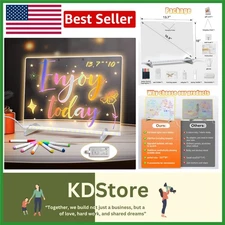 LED Light Up Drawing Board Kids Acrylic Dry Erase Multi-Color 13.7x10 with 6 ...