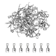 50 Pcs Stainless Steel Pinch Clip 18mm Pinch Bails for Pendant, Silver