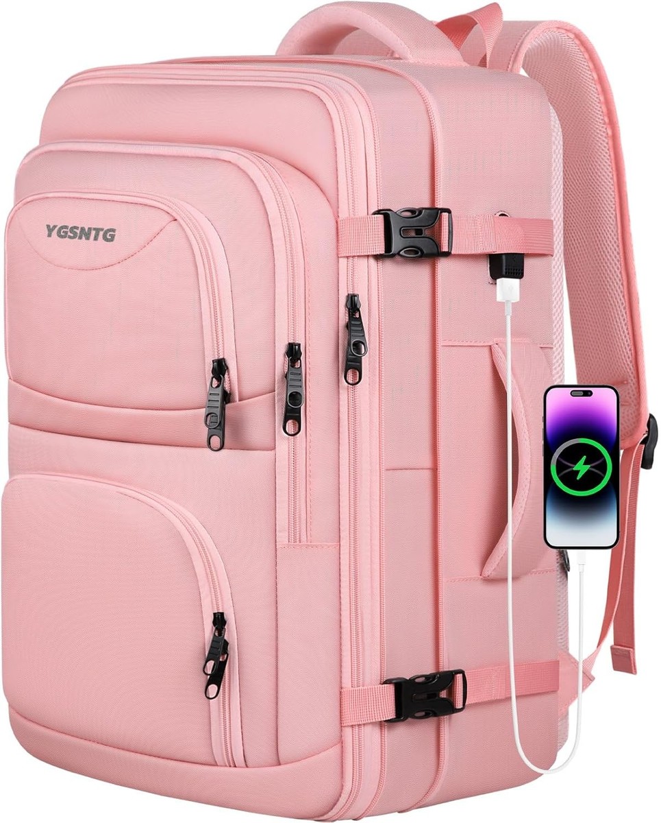 Travel Backpack for Women, 52L 17.3 inch (20"x15"x7"), Pink Travel Backpack for Women, 52L 17.3 inch (20"x15"x7"), Pink