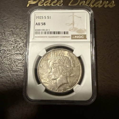 1925 S San Francisco Peace Silver Dollar NGC AU 58