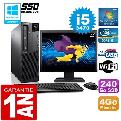 PC Lenovo M92P SFF Core I5-3470 RAM 4Go Scheibe 240 GB SSD Wifi W7 Ecran 22 ''