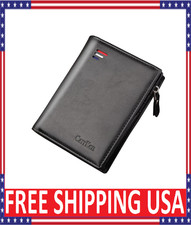 Mens RFID Blocking Leather Wallet Credit Card ID Holder Zipper Purse Waterproof