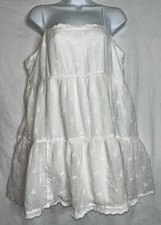 American Eagle Women's L White Tiered Babydoll Boho Beachy 100% Cotton Sundress