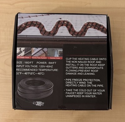 160Ft Self-Regulating Heating Cable 5W/Ft 120V