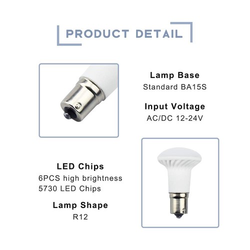 Bonlux 1383 R12 LED 12V 24V RV Boat Reading Light Bulb, 3W 1156 1141 BA15S SC... - Picture 4 of 7