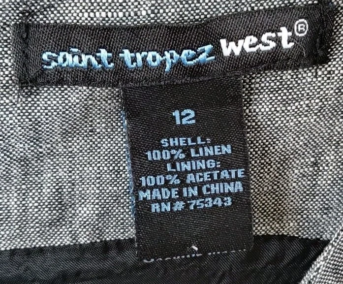 Vestido vaina gris sin mangas Saint Tropez West para mujer talla 12 lino negocios Foto 4 de 4