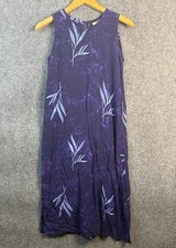 Hilo Hattie Sleeveless Shift Dress Women's Sz XS Purple Bamboo Floral Hawaiian