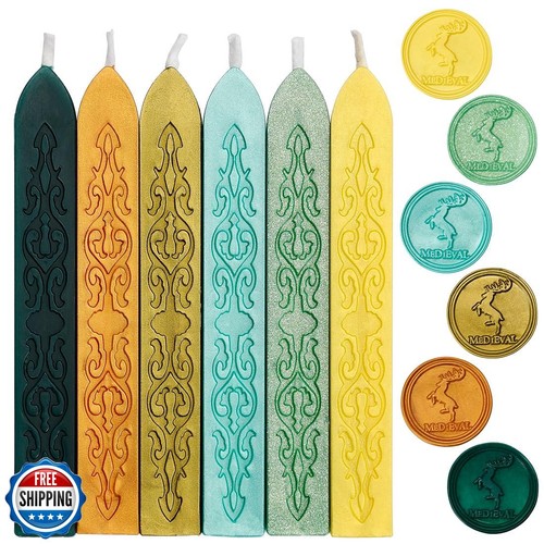 6PCS Sealing Wax Candle, Wax Seal Stick with Wick for Making Wedding Invitati
