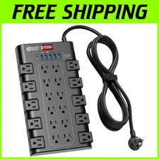 28-in-1 Power Strip Surge Protector, 6 USB Ports, 22 Outlets
