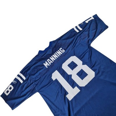 Reebok Indianapolis Colts Manning #18 Blue Men L NFL Jersey Vintage Y2K