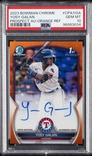 2023 BOWMAN CHROME PRSPCT AUTOS ORANGE REFRACTOR YOSY GALAN 15/25 PSA 10 AUTO