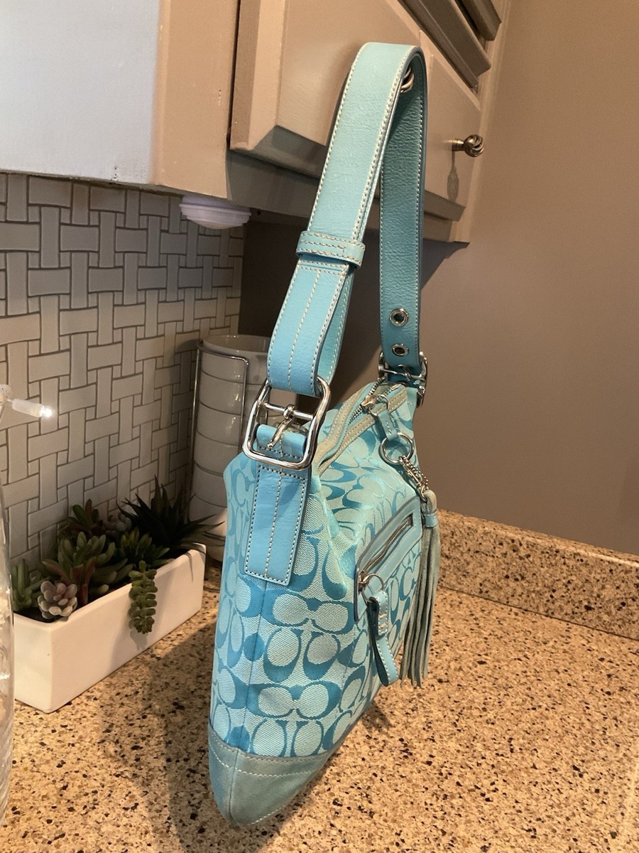 Coach Vintage Signature Soft Slim Duffle Shoulder Bag 9362 Azure