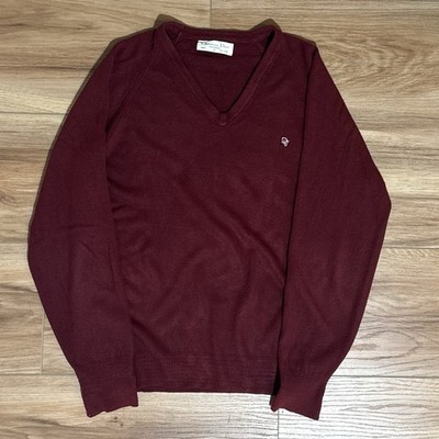 Christian Dior Burgundy Knit V-Neck Pullover Sweater Men's Size L Long Sleeve