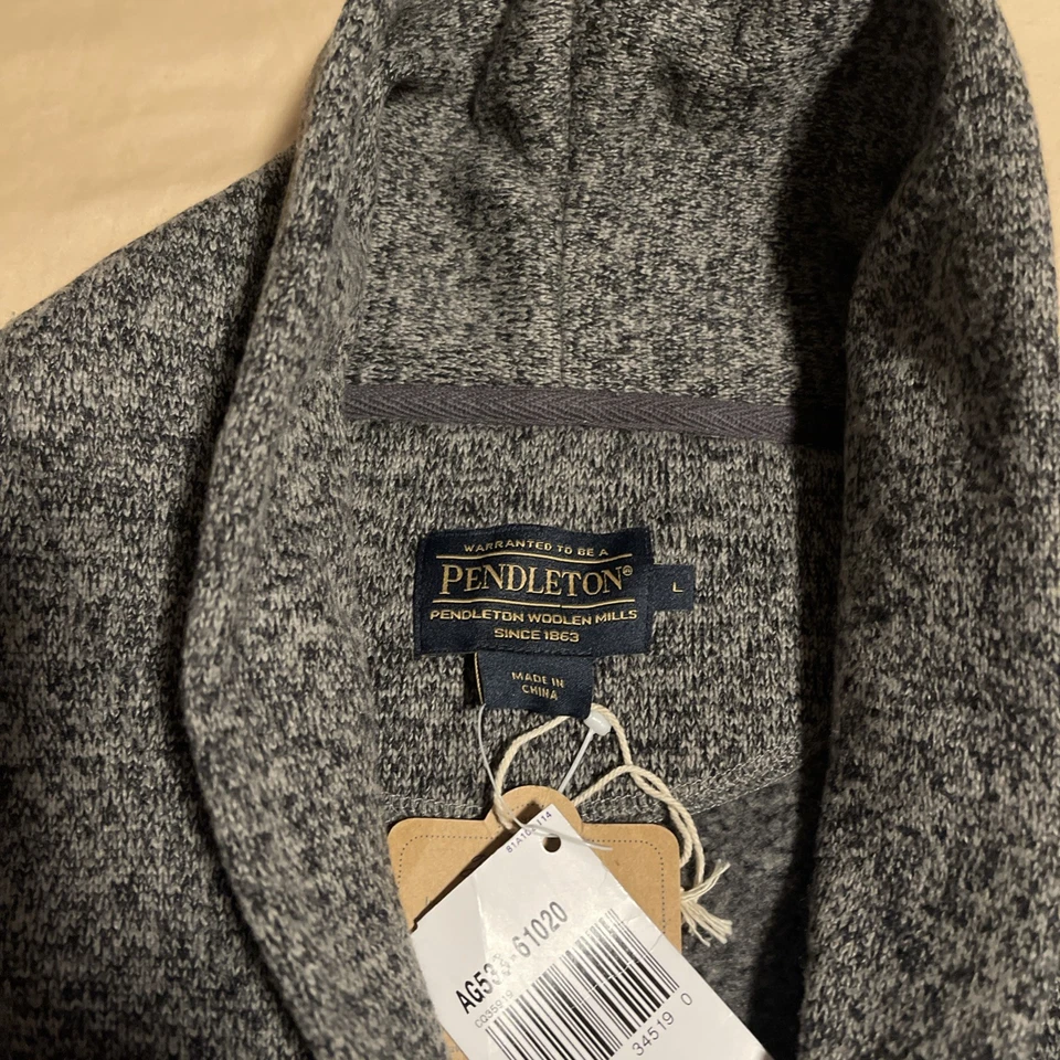 НОВЫЙ С ЯРЛЫКАМИ PENDLETON МУЖСКОЙ WILLAMETTE ШАЛЬ КАРДИГАН СЕРЫЙ НА ПУГОВИЦАХ РАЗМЕР L 100% хлопок - Изображение 2 из 4