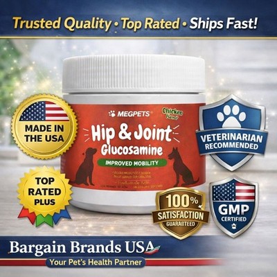 MEGPETS Hip & Joint Glucosamine Dog Supplement | Improved Mobility | Chicken