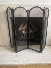 Black 4 Pane Mesh Fire Screen Modern