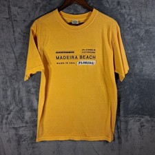 Vintage Madeira Beach T Shirt Mens M Yellow Cotton Florida Souvenir USA Made Tee