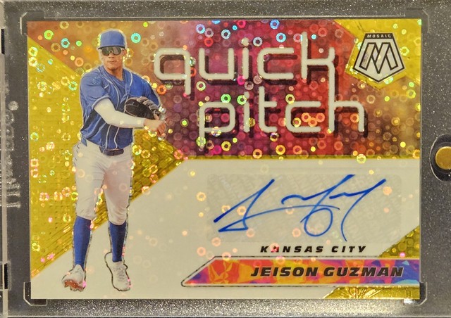 Jeison Guzman  #/10 Gold Disco Prizm Quick Pitch  AUTO  -  2021 Panini Mosaic