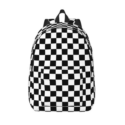 GVGOAGL Black And White Simple Checkered Backpack for Girls Boys Women Lightw...