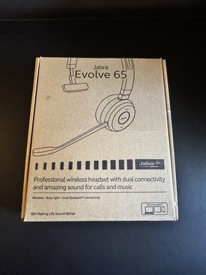 Jabra Evolve 65 Bluetooth Wireless Headset HSC018W USB, Cord & Case *TESTED*