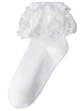 Lace Ruffle Frilly Socks for Women - White Lace 5-9 03-white-1 Pair,trim Pearls